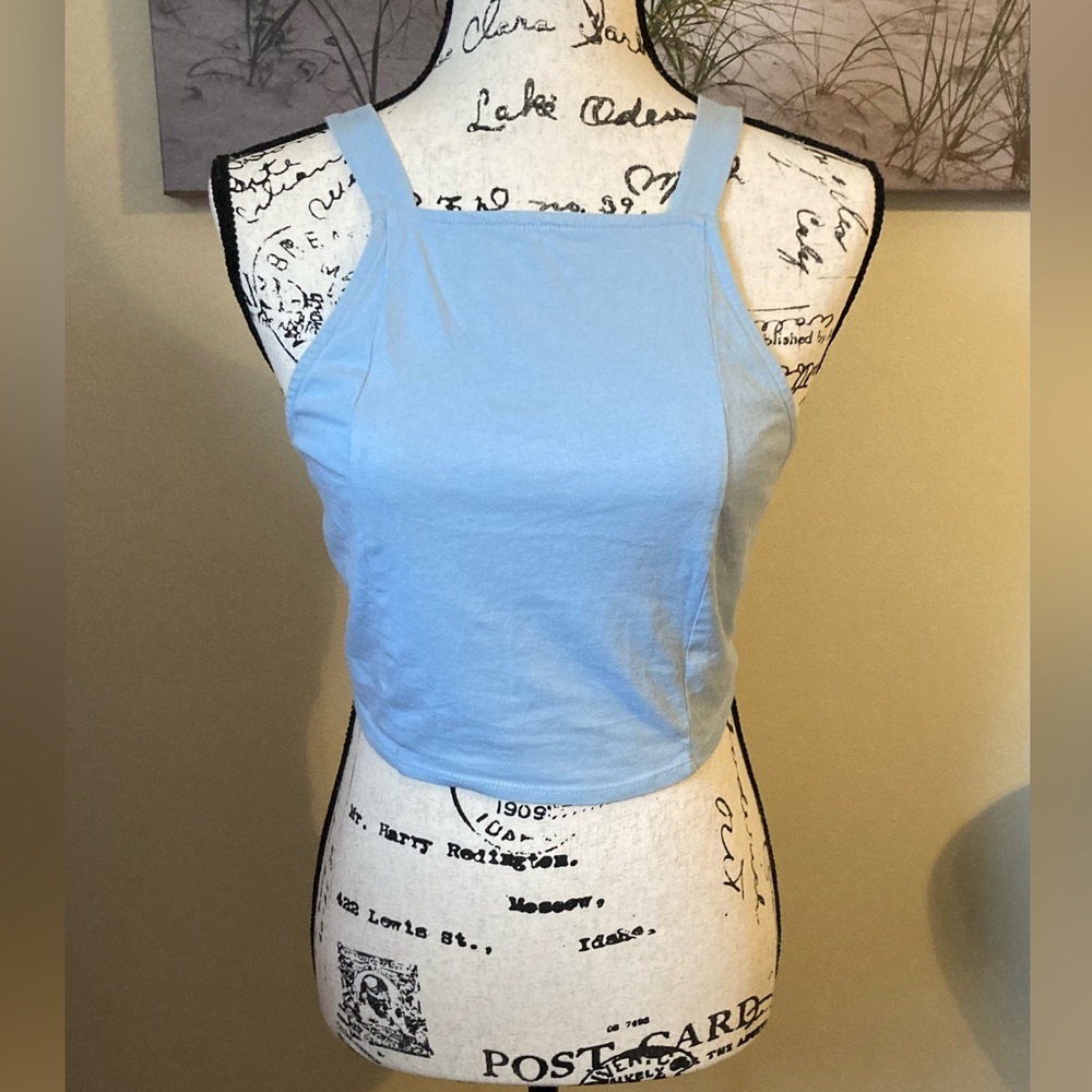 Urban Outfitters Bridgette Blue tie back crop top, size small ￼